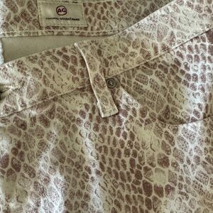 AG Adriano Goldschmied Taupe and Cream Snake-Print Jeans Size 31R